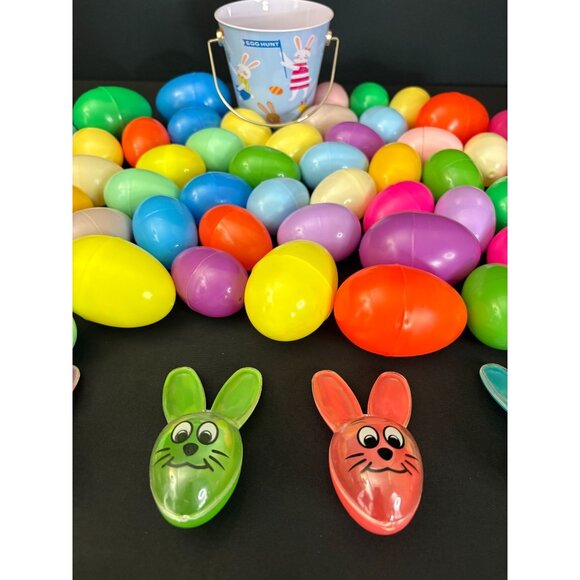 Easter Eggs Egg Hunt Vintage Plastic Bunny Rabbit Bucket Fiesta Bunnies Candy - Picture 3 of 6